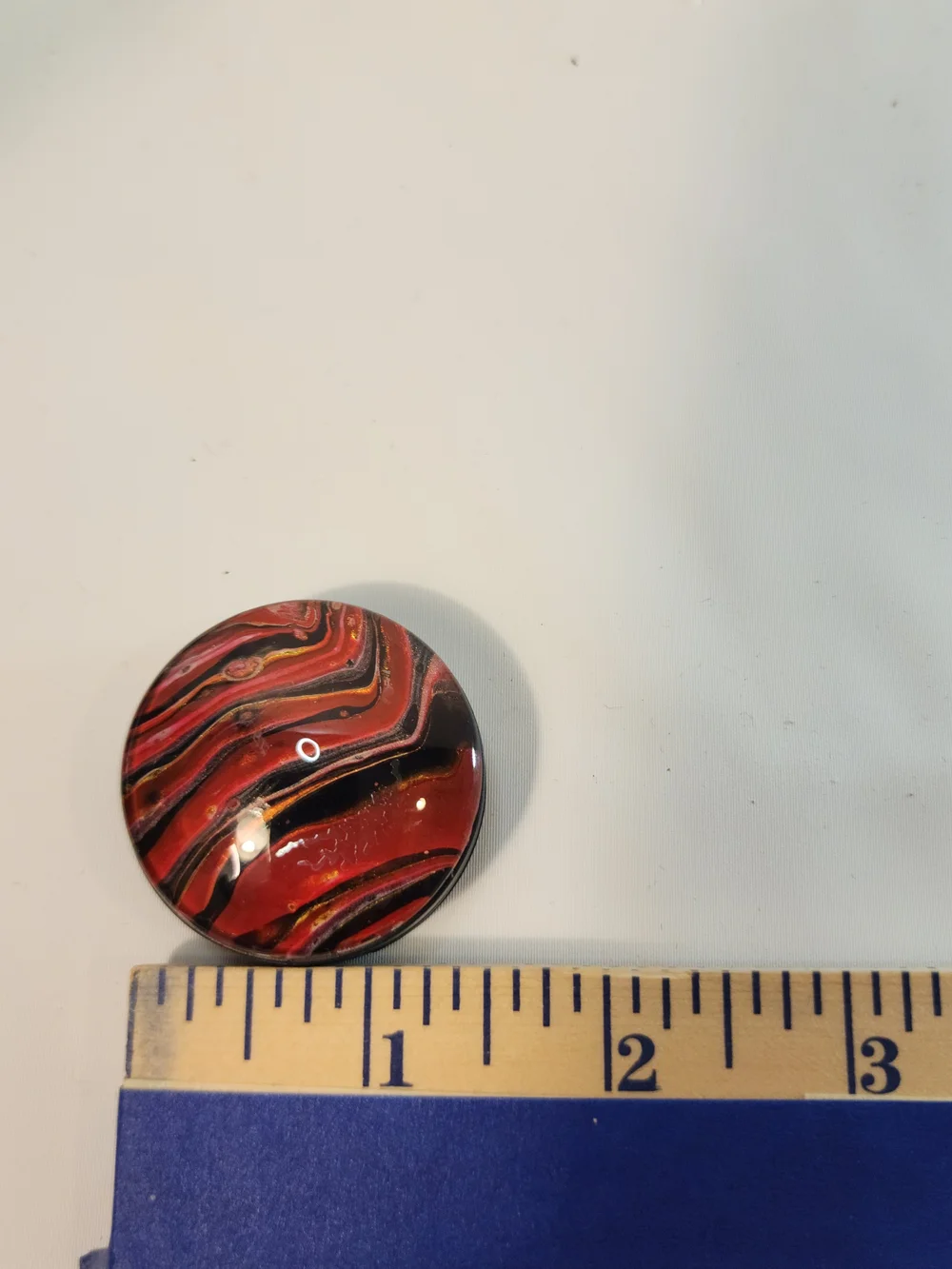 OOAK Phone Grip/Stand Handmade Abstract Art Red Marble Swirl Ethereal Glass